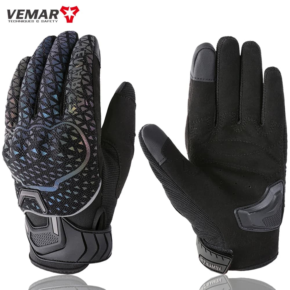 Guanti da Moto VEMAR guanti estivi da Motocross riflettenti luminosi e colorati guanti protettivi da Moto per Suomy in TPU Touchscreen