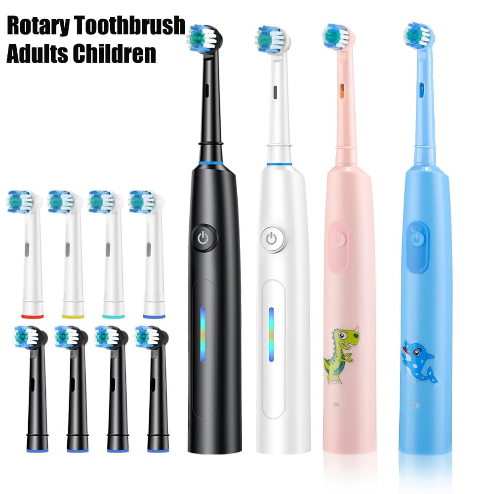 Rechargeable children's sonic toothbrush with 4 replaceable heads for teeth cleaning