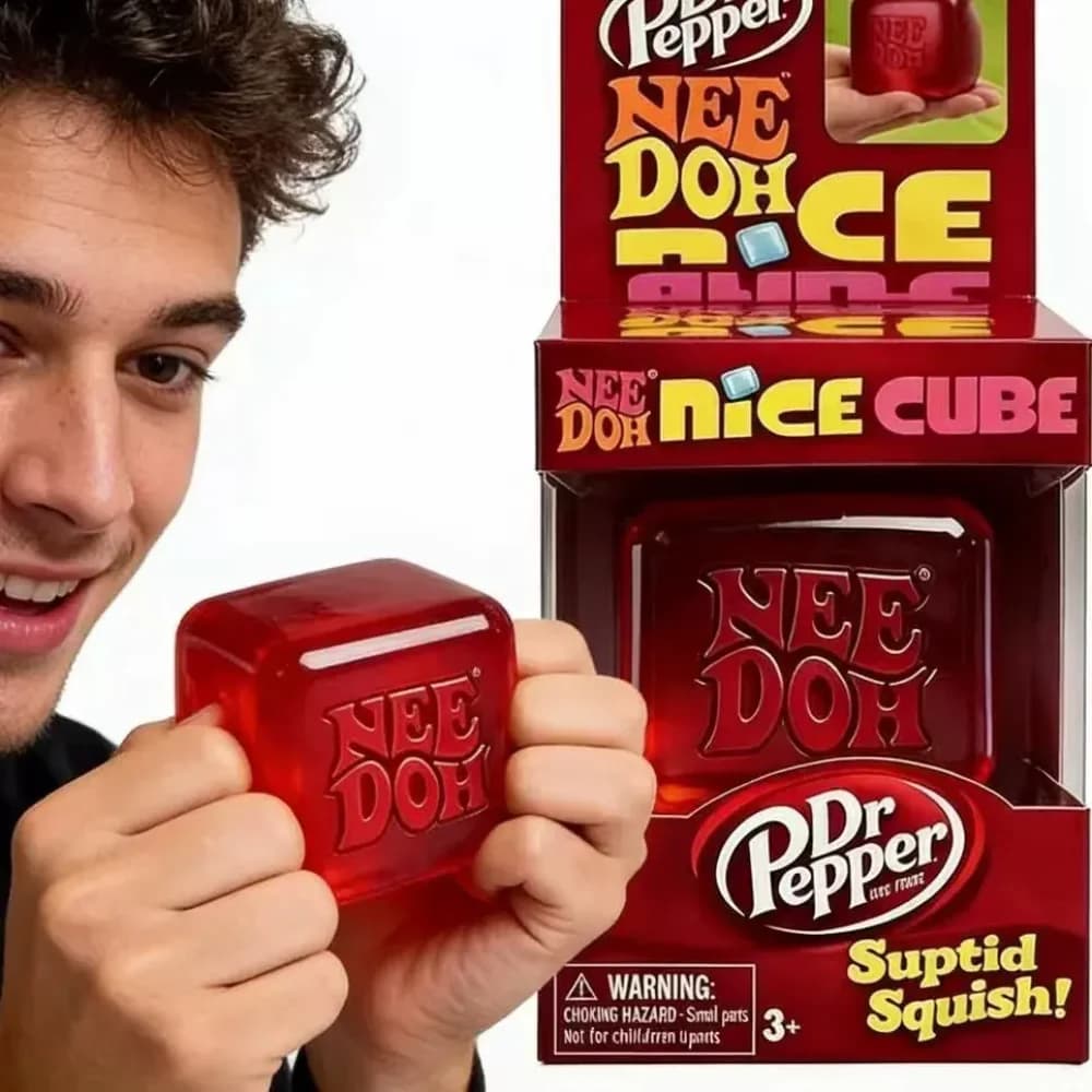 HOT Nee Doh Nice Cube Super Squeeze Fidget Toy, Cubo Antistress Trasparente Rosso, Giocattolo Senza BPA per Bambini e Adulti