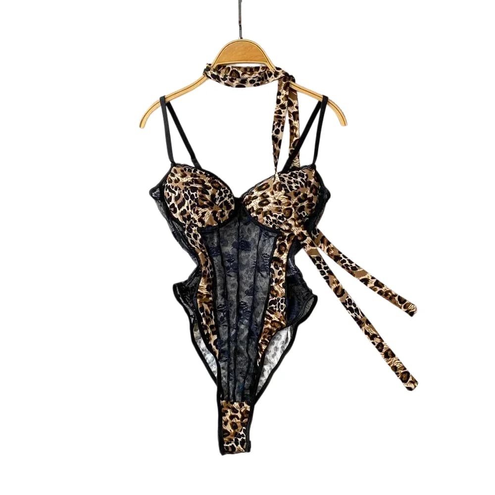Hotsweet women's body with V-neck, glossy print, vintage style, with straps, chic lace, adhering, comfortable, fashionable underwear