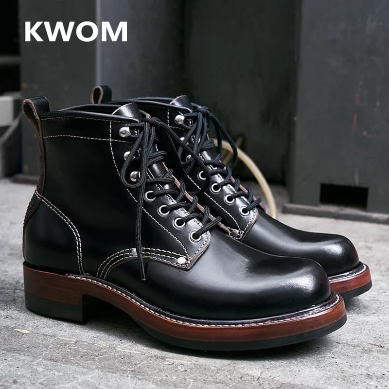 KOWM cowhide outdoor Hiking shoes men walking hunting boots waterproof Goodyear casual ankle travel shoe women trekking sneakers