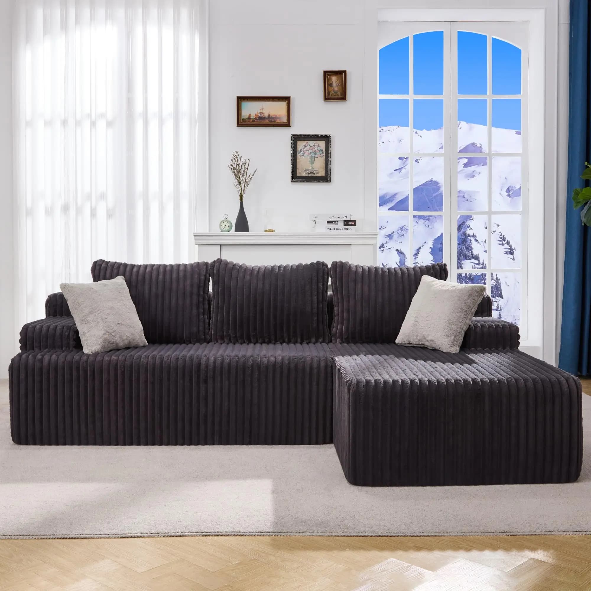 Boneless Couch Modular Sectional Sofa L-Shape Lounge Cloud Couch | Memory Foam,Washable Cover,No Assembly,Non-slip