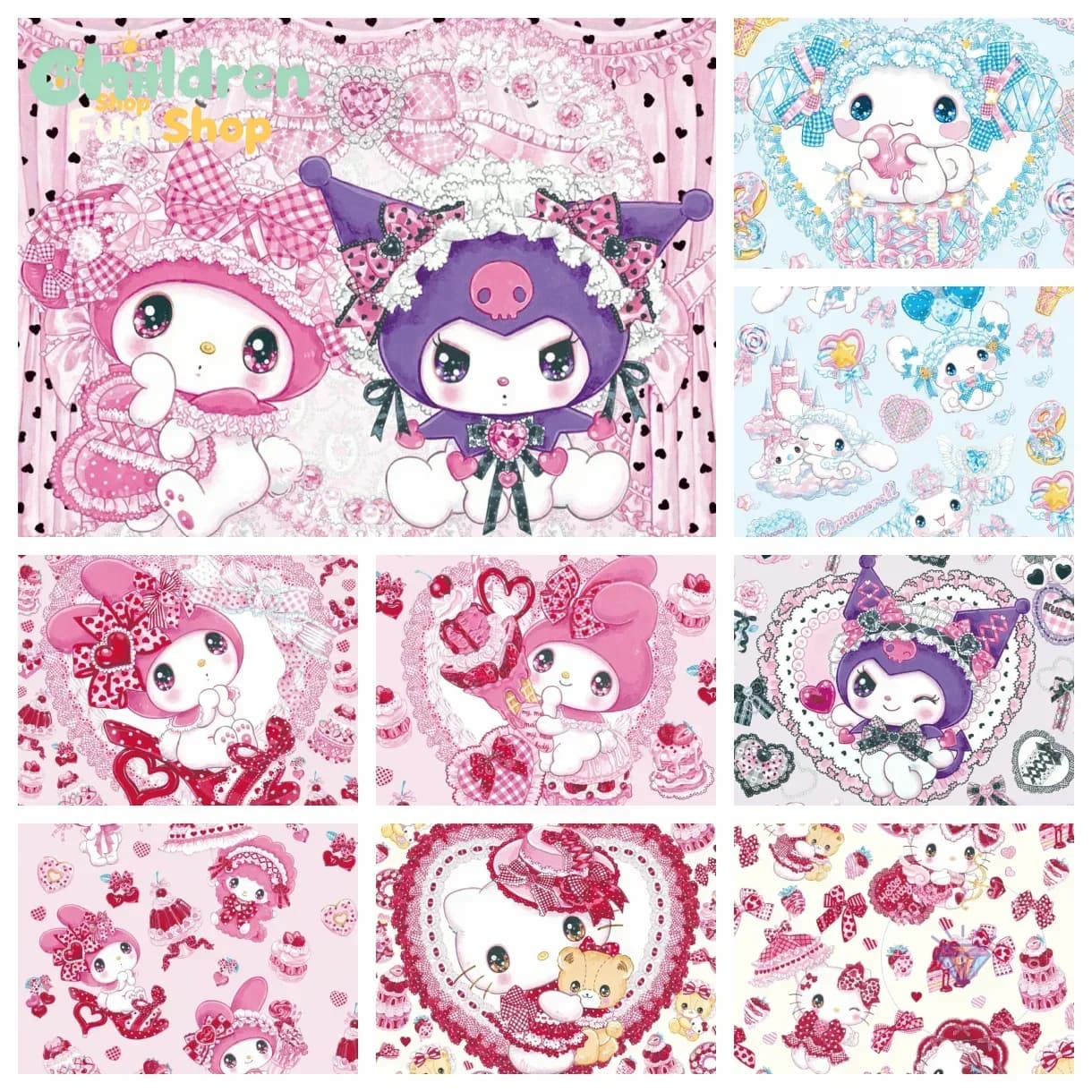 Sanrio AB Diamond Painting Kulomi My Melody Color Oil Painting Hand Mosaic Art 5D Children's Home Decoration GiftNo FrameNo Fr
