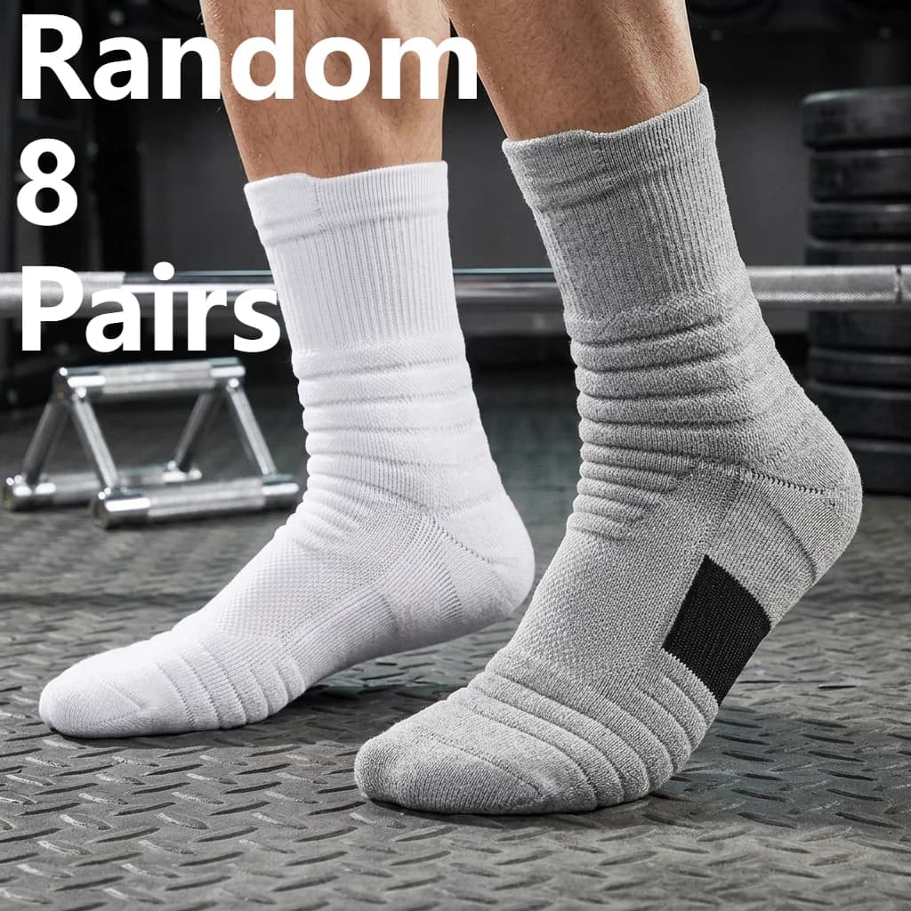 Random-8 pairs of adult bulk sports socks, breathable and comfortable, unisex daily sports socks