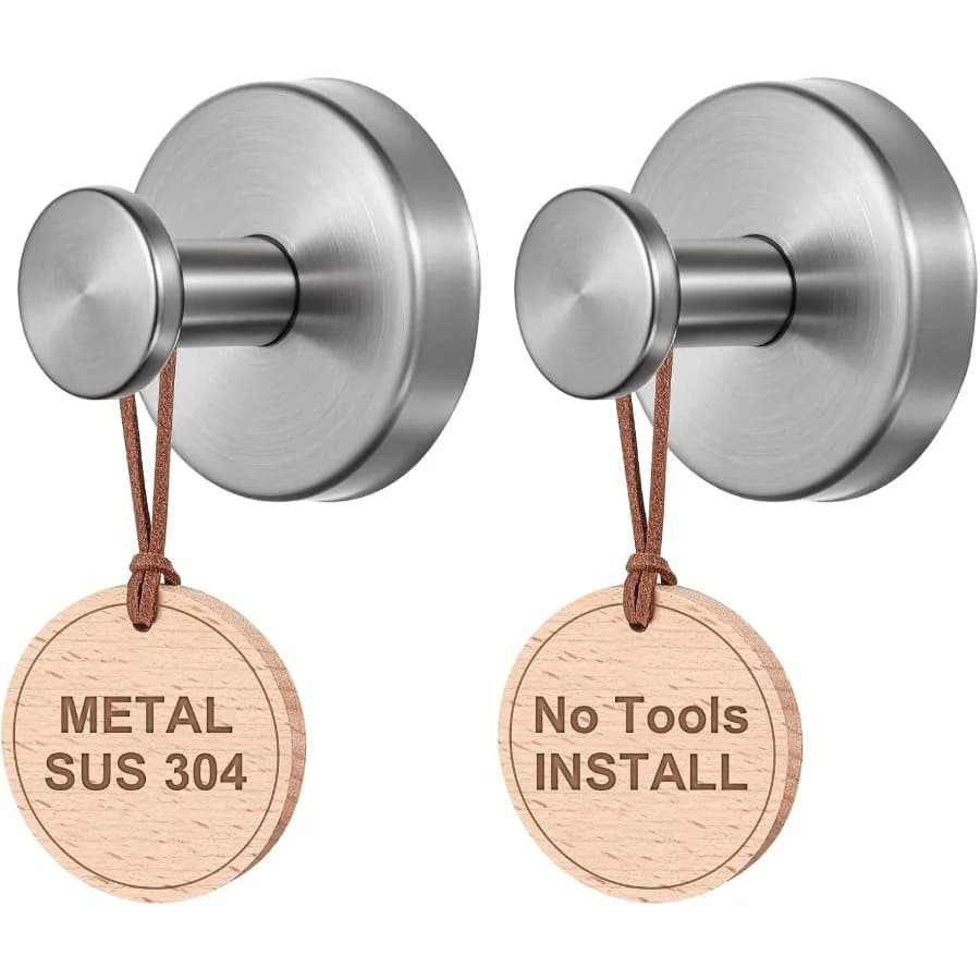 Ganci a ventosa: Gancio in metallo per porte finestre in vetro, piastrelle da parete, porta asciugamani da bagno, gancio per appendere, confezione da 2, argento
