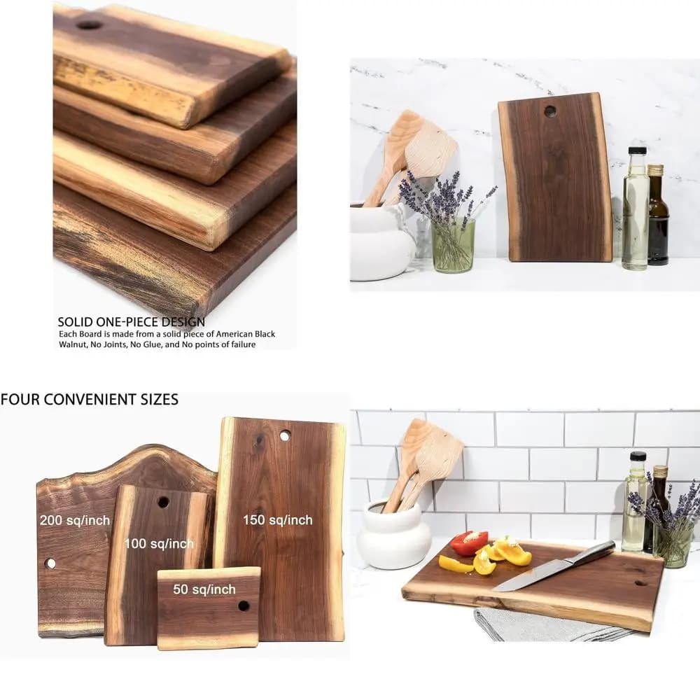 Reversible cutter in Black Walnut with Natural Edge 8 x 12 - Craftsmanship, Hardwood plate Resistant, Premium cutter for Serving and for Cold cuts and Cheese