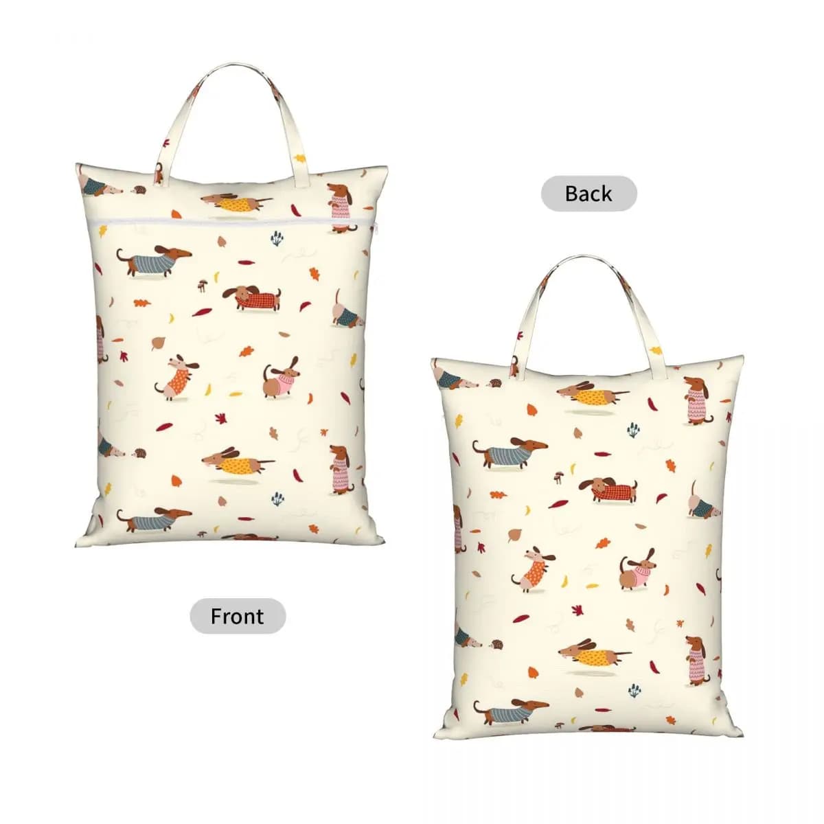 Dachshund Dog Travel Laundry Bag Waterproof Reusable Dirty Clothes Pouch Gym Yoga Vacation Washing Basket