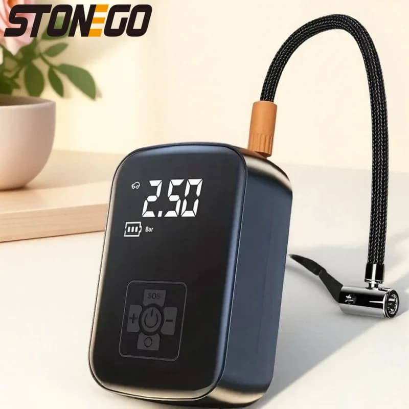 Compressore d'aria wireless per auto, gonfiatore digitale LCD per pneumatici di moto, biciclette, barche e palloni gonfiabili