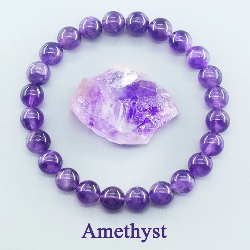 Bracciale in ametista realizzato con vere perle di pietra naturale, bracciale purificante per il corpo in ametista naturale autentica per donna Pulsera