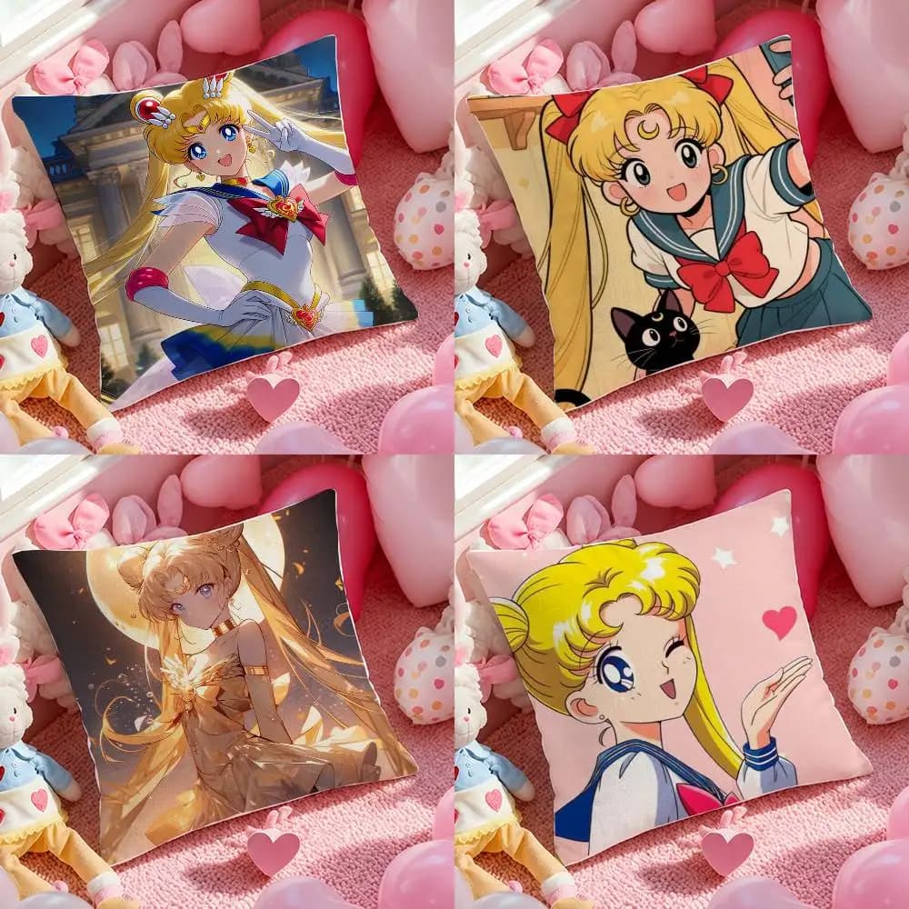 Sailor Moon Rei Hino Anime Plush Pillow Cover Soft Short Plush Cushion Cover For Sofa Bedroom Home Decor Gift Decoration