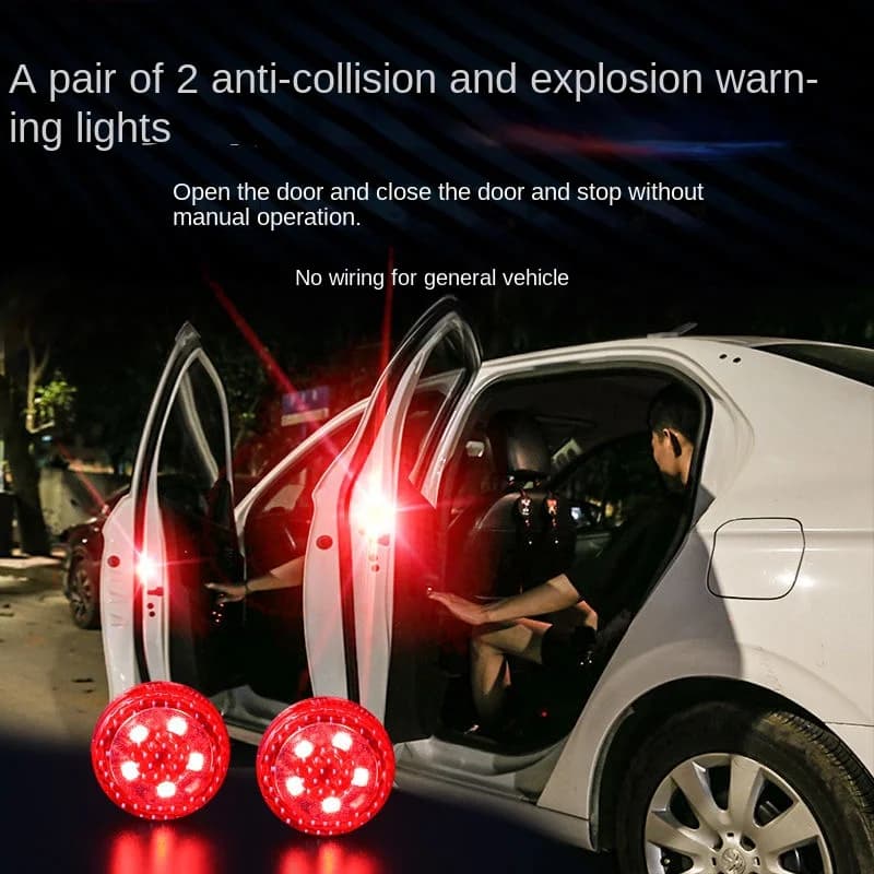 2 pezzi di luce per portiera per auto, spia anti-collisione, flash rosso, lampada di allarme wireless, luce stroboscopica, indicatore di direzione, luce di parcheggio
