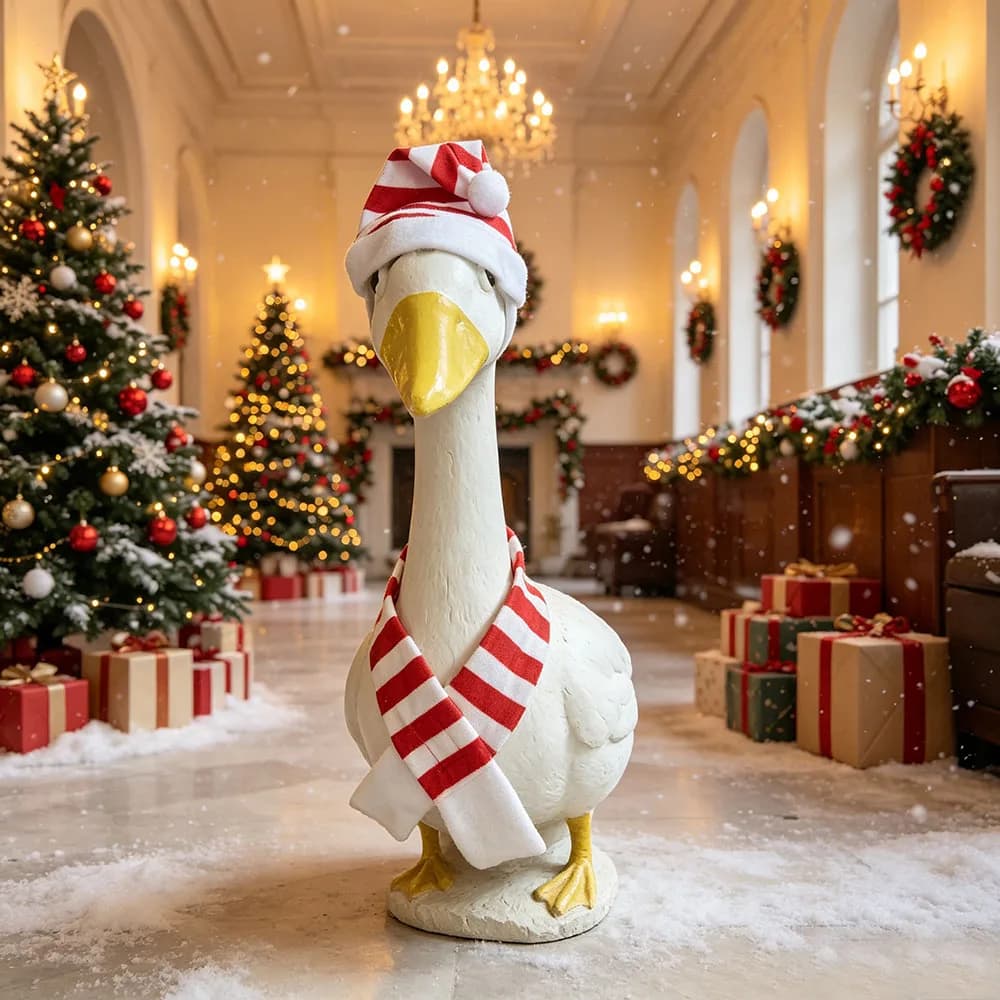 1 set Christmas Porch Goose Outfits Santa Goose Clothes Xmas Hat Scarf for Cement Duck 23"/ 17'' Lawn Garden Christmas Party Pat