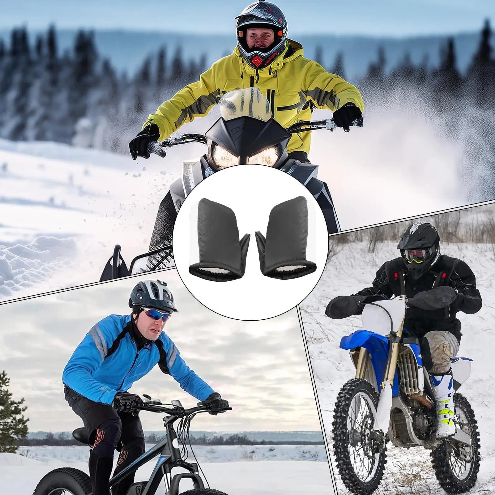 Guanti da manubrio per moto Scaldamani impermeabili in pelle PU Guanti caldi da moto Scaldamani invernali per uomo Donna Inverno