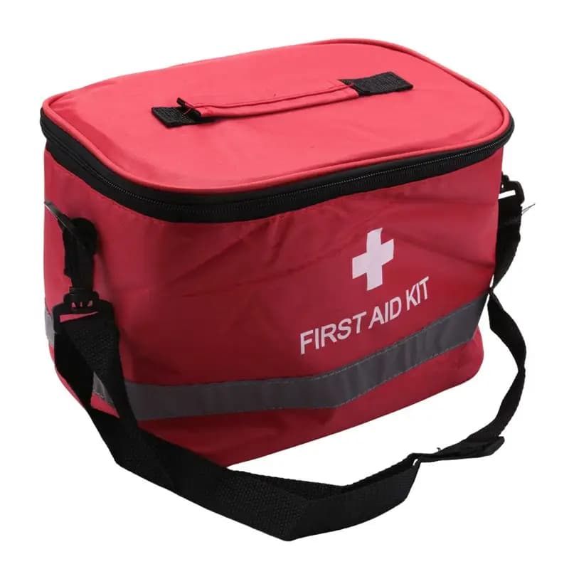 AS60 - Kit di Pronto Soccorso per Esterni, Borsa Sportiva da Campeggio, Pacchetto di Sopravvivenza per Emergenze Domestiche, Borsa a Tracolla Rossa in Nylon con Simbolo a Croce