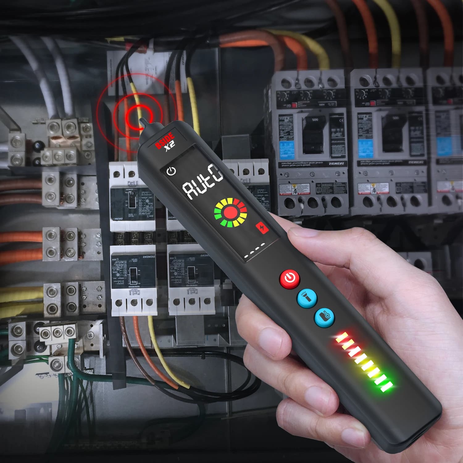 Multimetro professionale BSIDE con display LCD a colori e 3 risultati, rilevatore di tensione con termometro a infrarossi, tester di tensione aggiornato