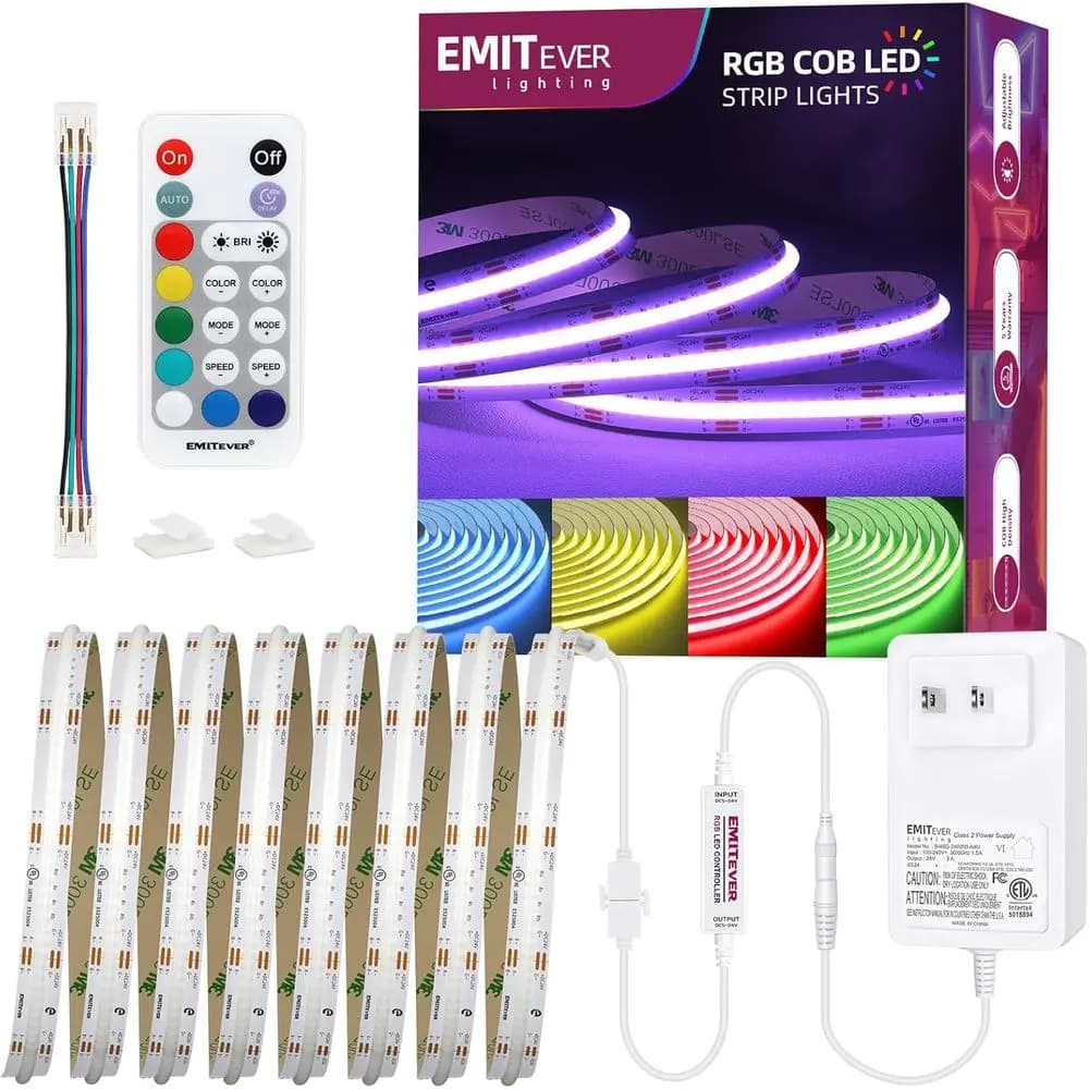 Dimmable 24V Flexible LED Strip Light Kit with Remote, 3150 LEDs for TV Backlight, Bedroom, Bar, Party & Christmas Decoration