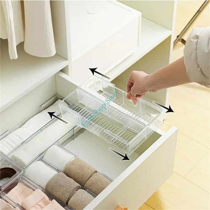 124E space saving expandable 2 sections storage box transparent plastic design for organization needs