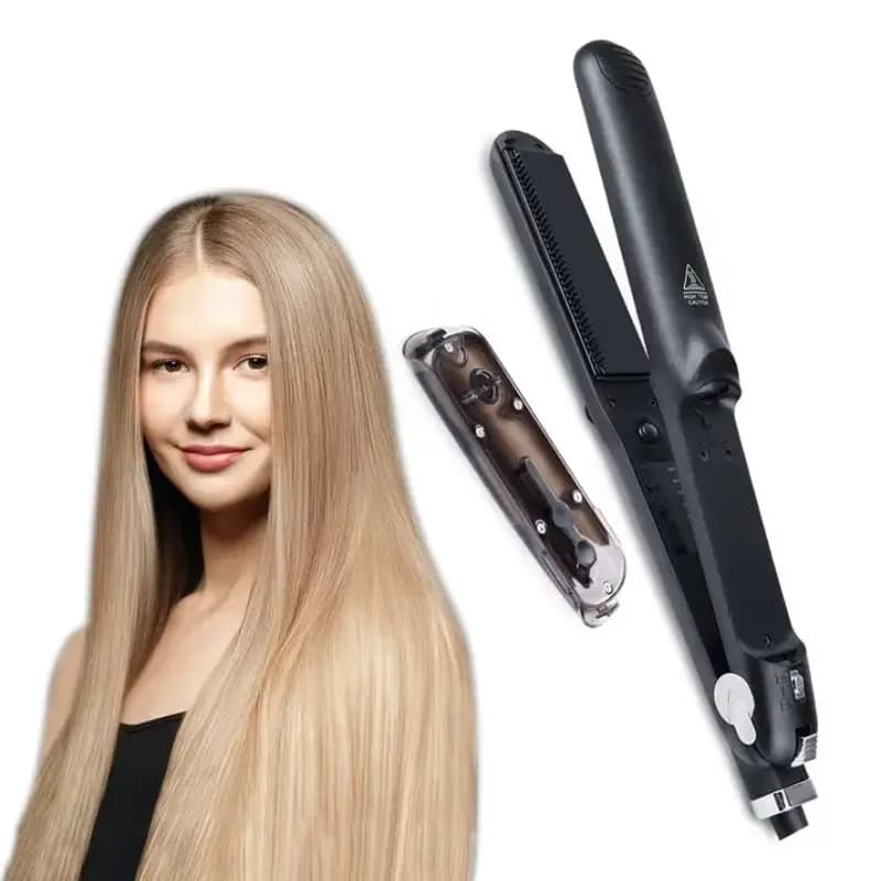 Professional dual-function steam straightener and curling iron, with LED display screen, no damage to the salon