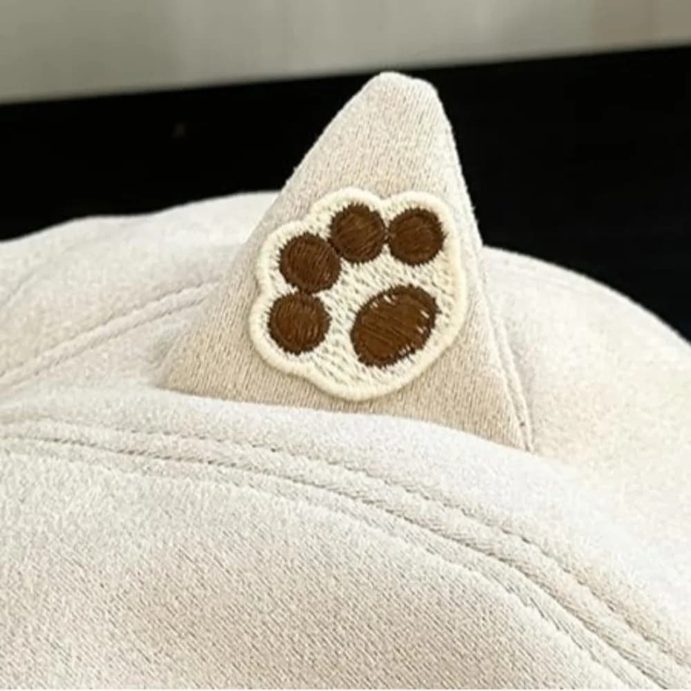 Cappello con Orecchie di Gatto e Fiocco Kawaii, Berretto Caldo Versatile Stile Newsboy, Cappello Ottagonale Carino con Orecchie di Gatto per Studenti