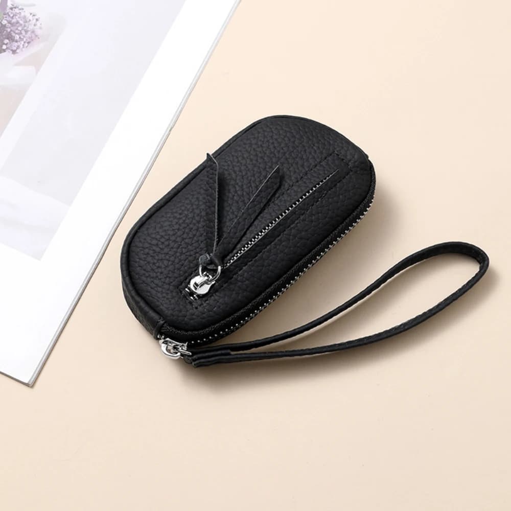 Coin Purse Double Zipper Key Holders Organizer Leather Wallet Pu Leather Key Ring Storage Bag For Handbag Women'S Accessories