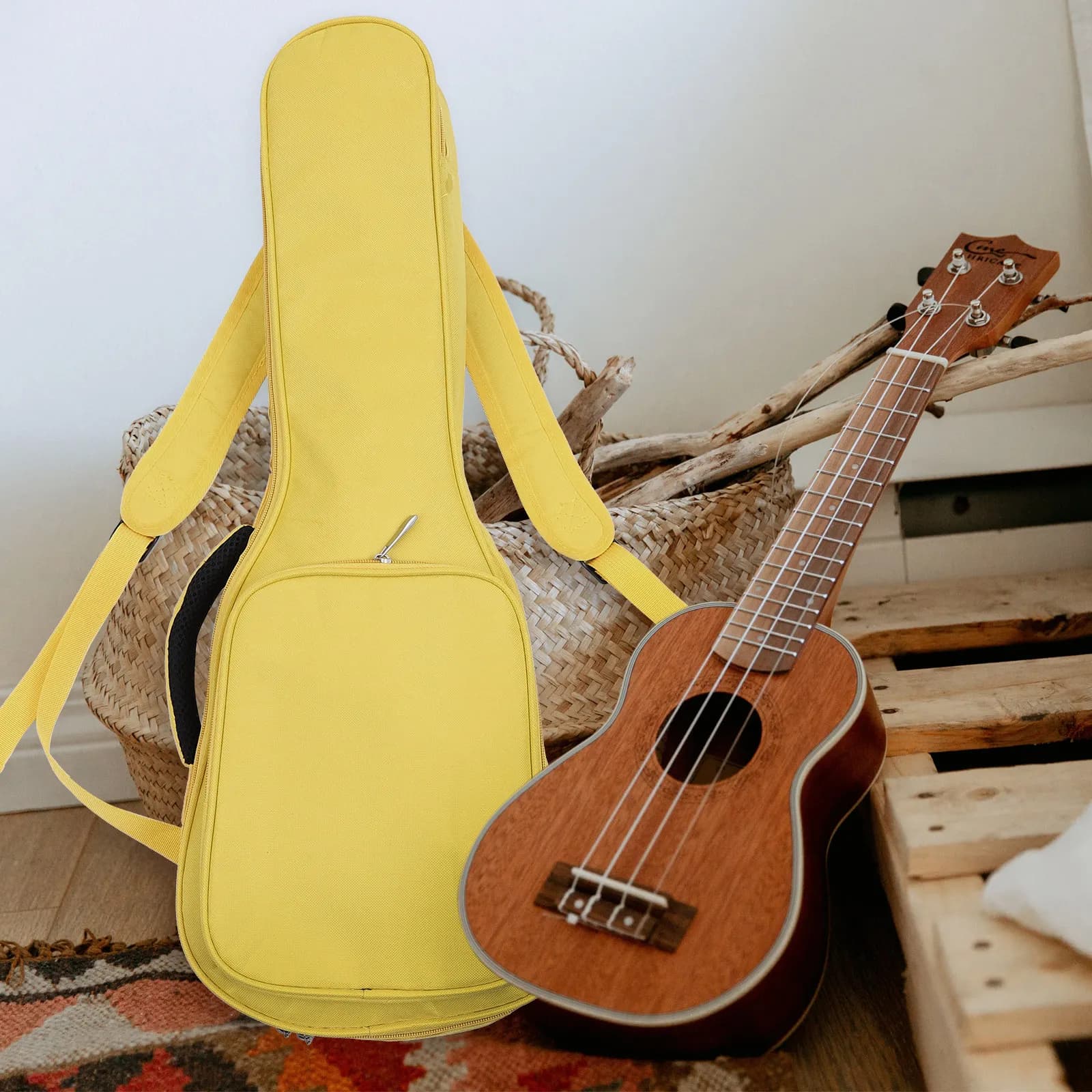 1Pcs Portable Thickened Canvas Oxford Cloth Ukulele Bag Padded Waterproof Case Adjustable Shoulder Strap Large Capacity Outdoor