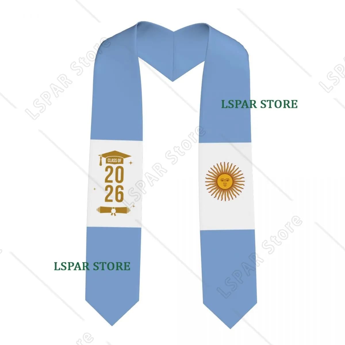 Class Of 2026 Argentina Flag Graduation Stole Sash Scarf For International Students Proud 183CM Long