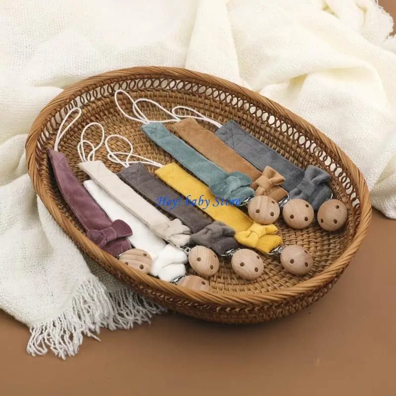Q1FE Elegante catenella per ciuccio per bambini, decorazione con fiocco, cinturino per succhietto anti-smarrimento, anti-goccia