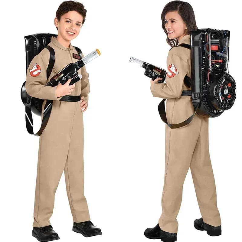 Halloween Bambini Padre Ghostbusters Costume Cosplay a tema Uniforme di Halloween Tuta con borsa Ideale per adulti e bambini