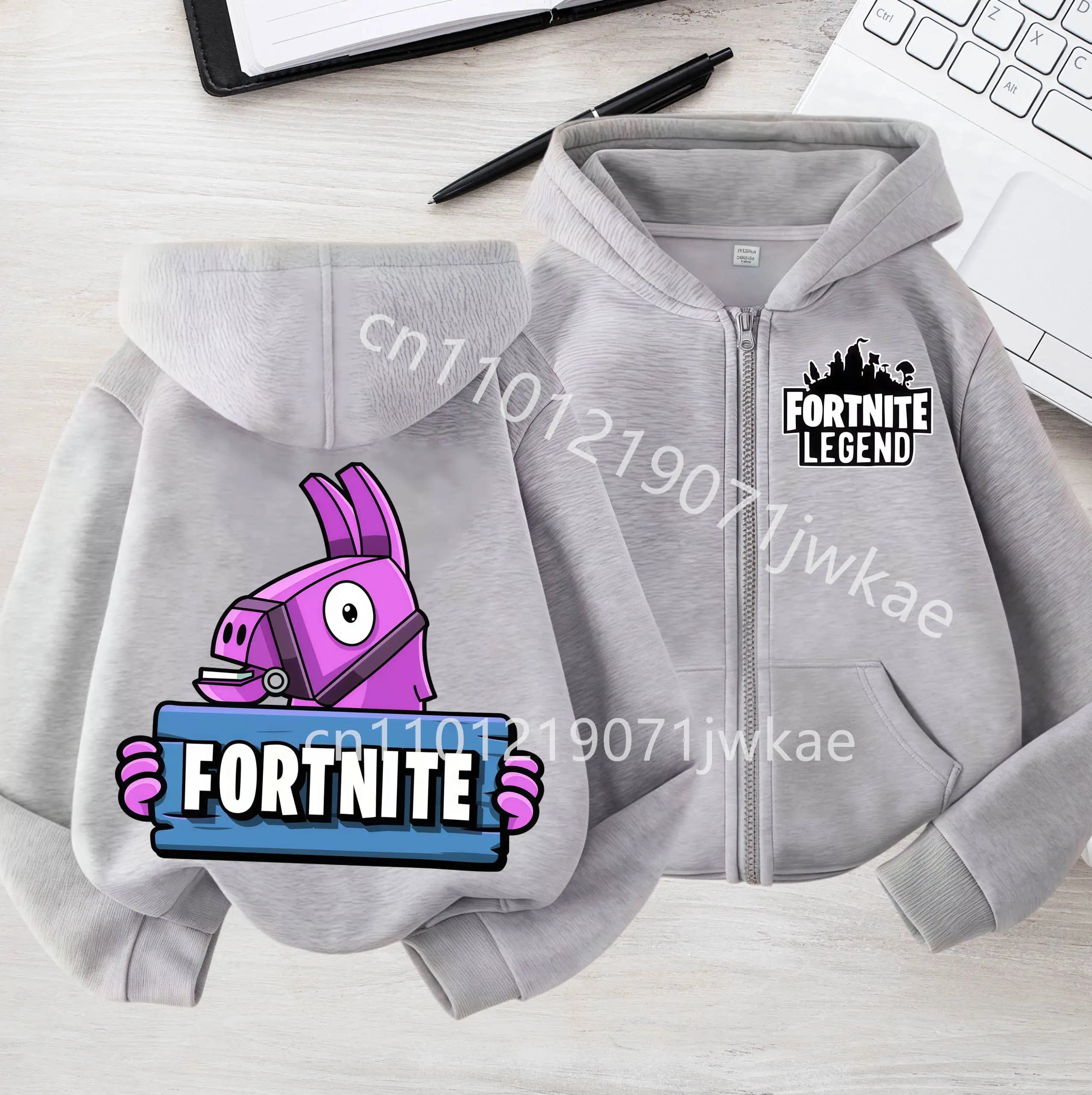 Fortnites Kids Zipper Hooded Coats Anime Fortress Night Sweatshirts Game Spring Autumn Hoodies Sportwear Children Clothes Gift