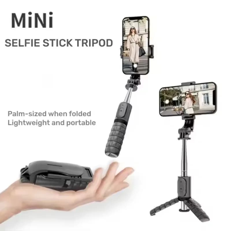 Treppiede portatile per selfie stick Supporto per foto retrattile portatile con telecomando wireless Bluetooth Luce di riempimento IPhone Android