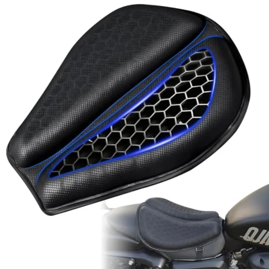 Motorcycle Gel Seat Cushion - Foldable Soft Prure Relief Pad with Petal Ergonomic Design and 3D Honeycomb Breathable Structure,