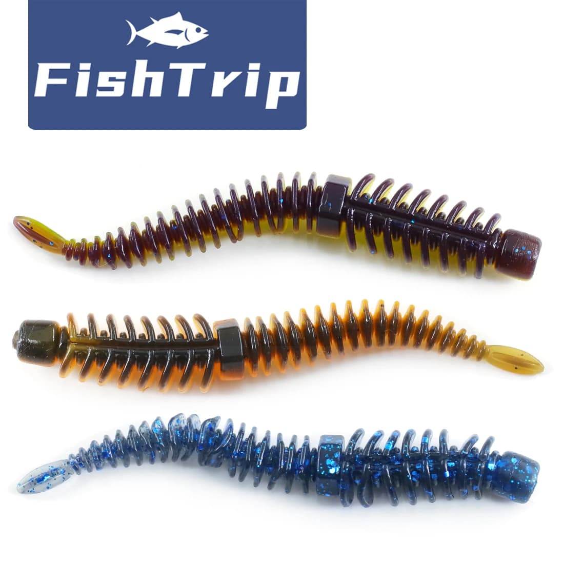 FishTrip 10Pcs Soft Lure esche da pesca in plastica morbida 8cm/2g esche morbide in Silicone Bass Fishing Lure per acqua dolce e salata