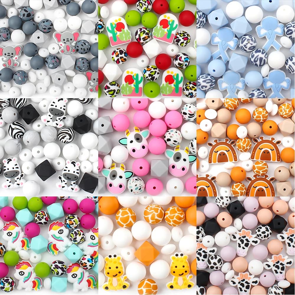 20/30 pezzi di animali perline in silicone set di perline focali carine per la creazione di penne gioielli braccialetto fai da te portachiavi accessori personalizzazione