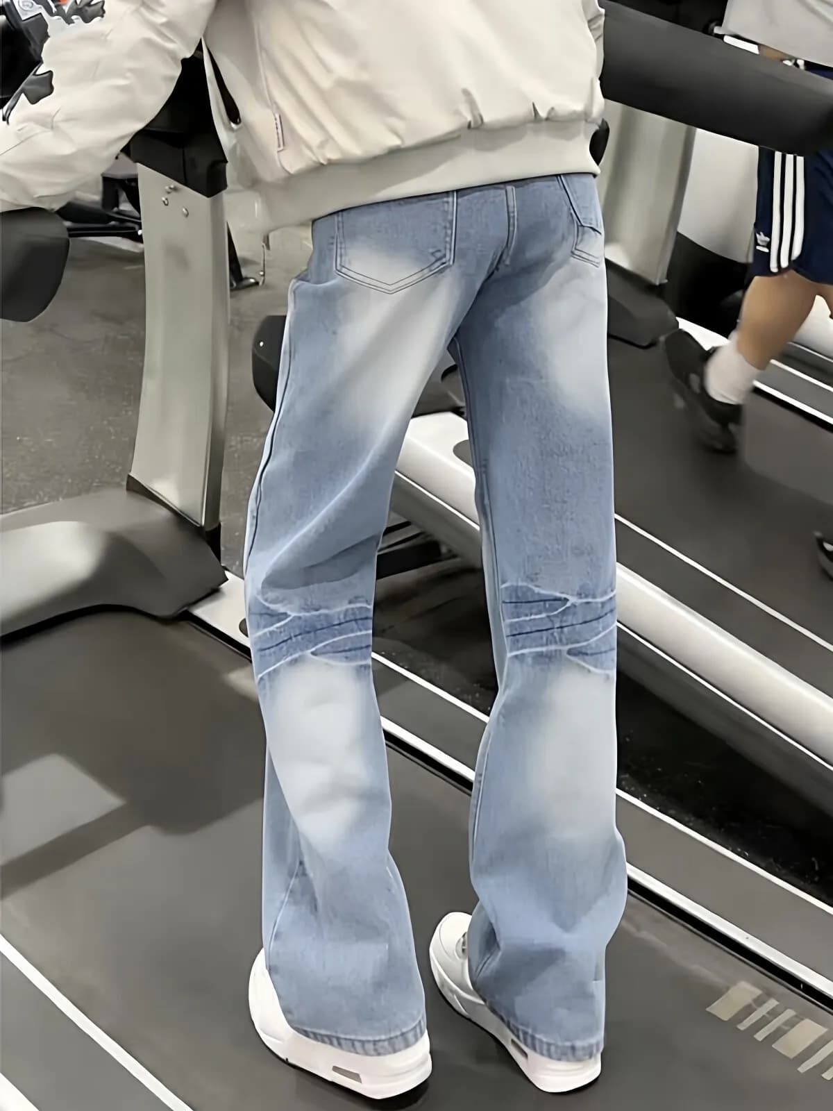 Jeans da uomo blu 57 con motivo Lightning, slim fit, stile High Street, effetto allungamento gambe, pantaloni a zampa d'elefante, Street Style