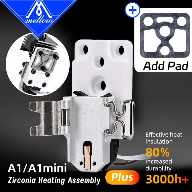 Kit blocco isolante in ceramica con zirconio morbido per stampante 3D Bambu Lab A1/A1 Mini H2D Hotend Base per montaggio a sinistra Parti di aggiornamento