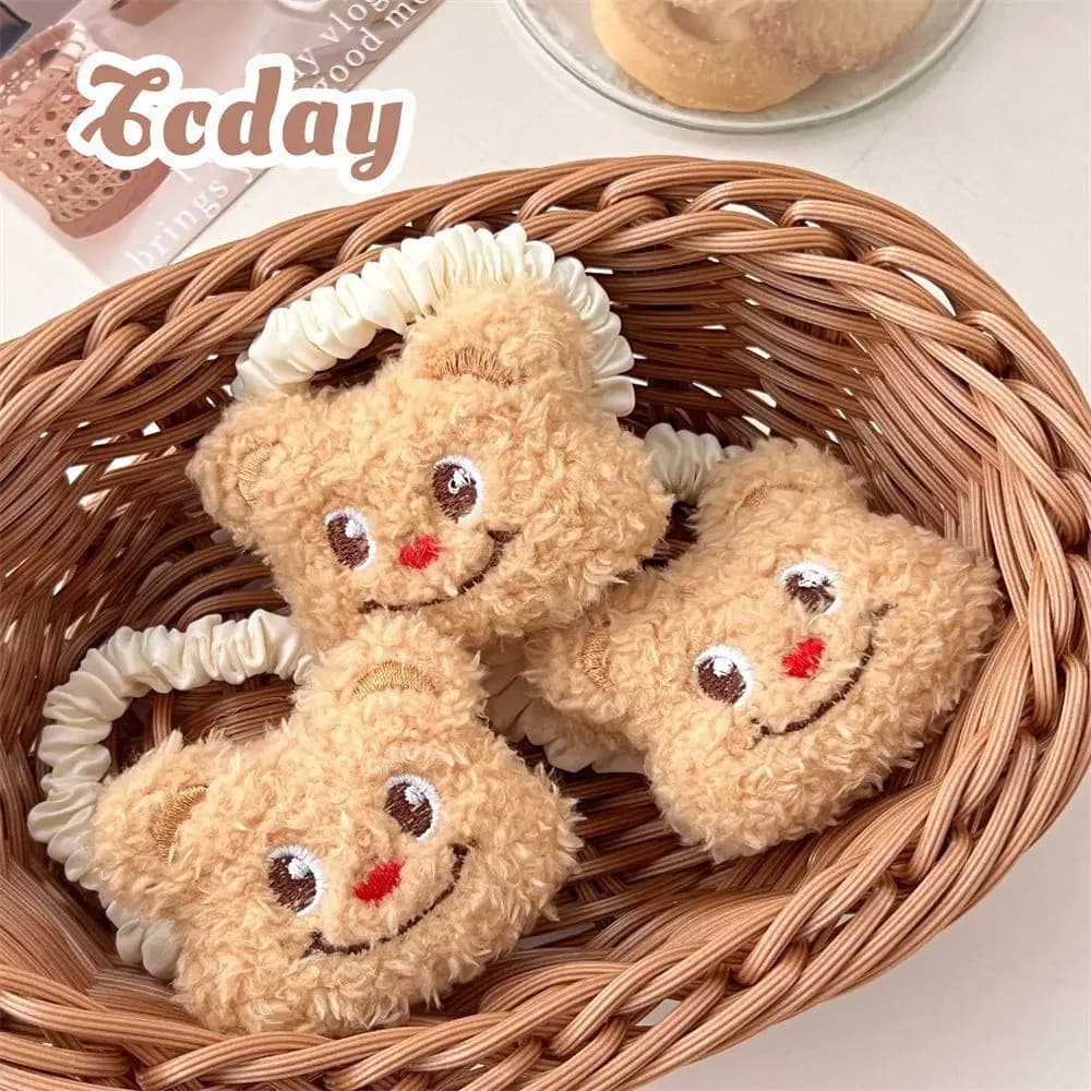 3 pezzi nuovo simpatico orso di peluche bambola anello per capelli fascia per capelli ragazza cuore versatile fascia cartone animato coda di cavallo accessorio per capelli fascia elastica