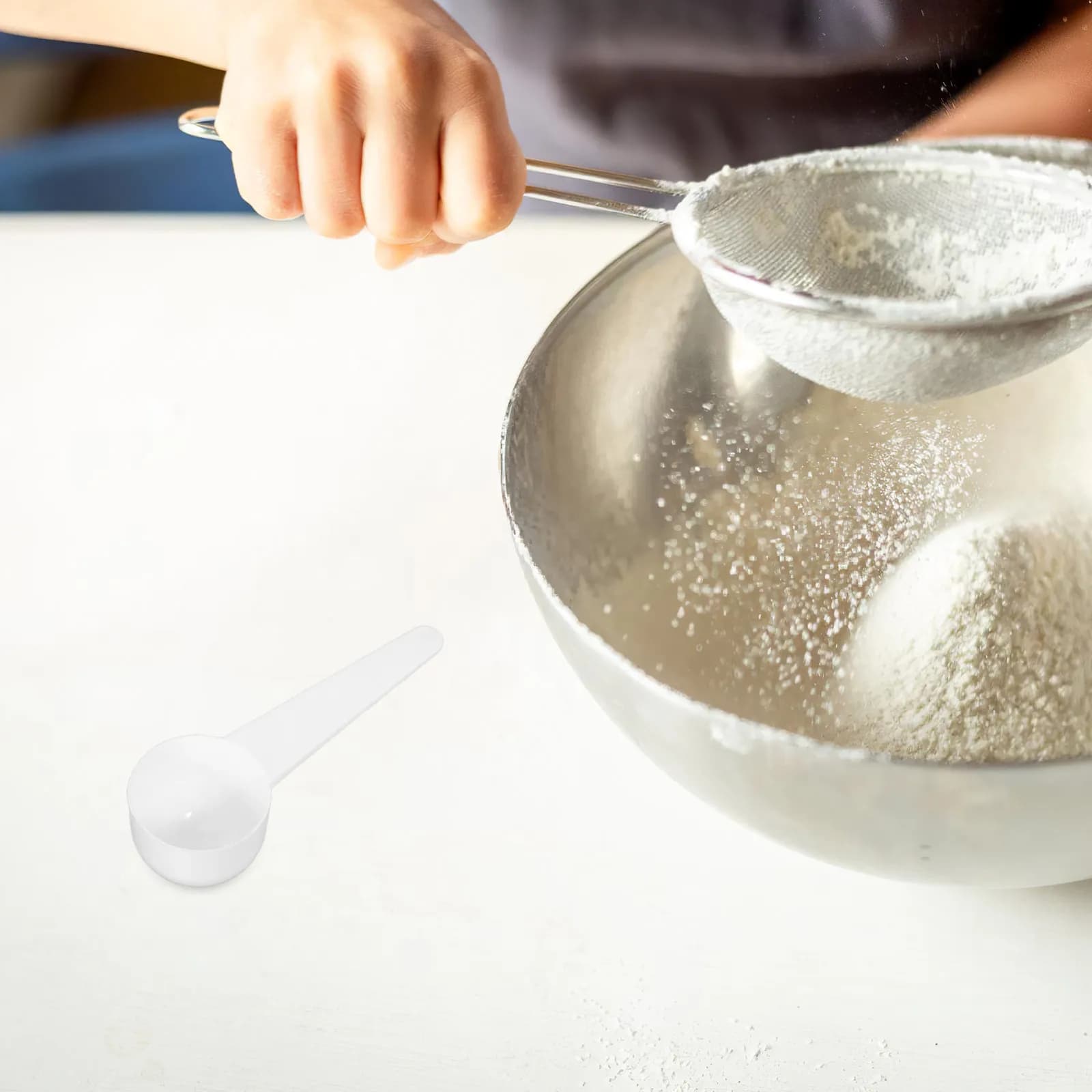 4Pcs Plastic Measuring Spoons Set Ergonomic Long Handle for Coffee Protein Powder Milk Powder Stirring Mixing Cooking Baking