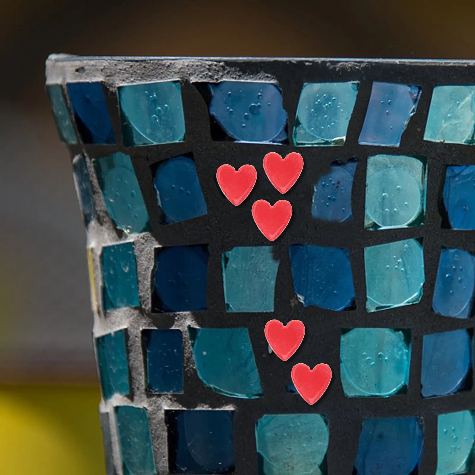 1Set Heart Shaped Ceramic Mosaic Tiles Flat Smooth Back Easy Adhesive DIY Craft Tiles for Picture Frames Greeting Cards