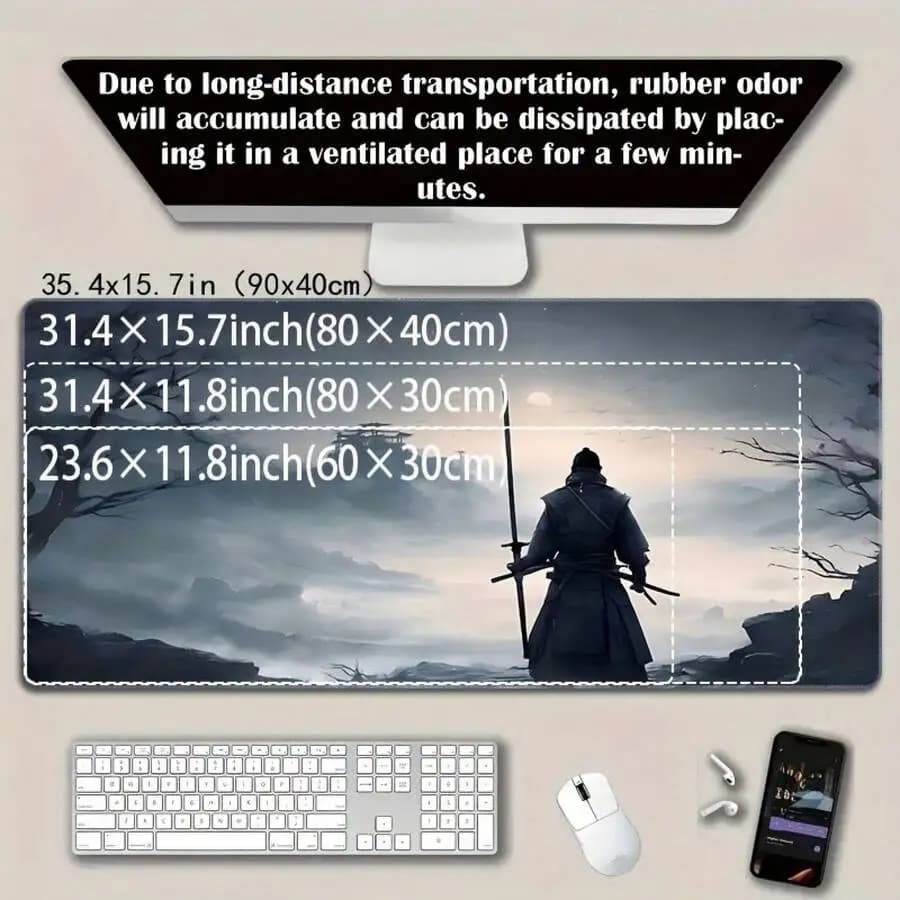 Extra Large Samurai Warrior Gaming Mouse Pad Japanese Style Desk Mat 90x40cm