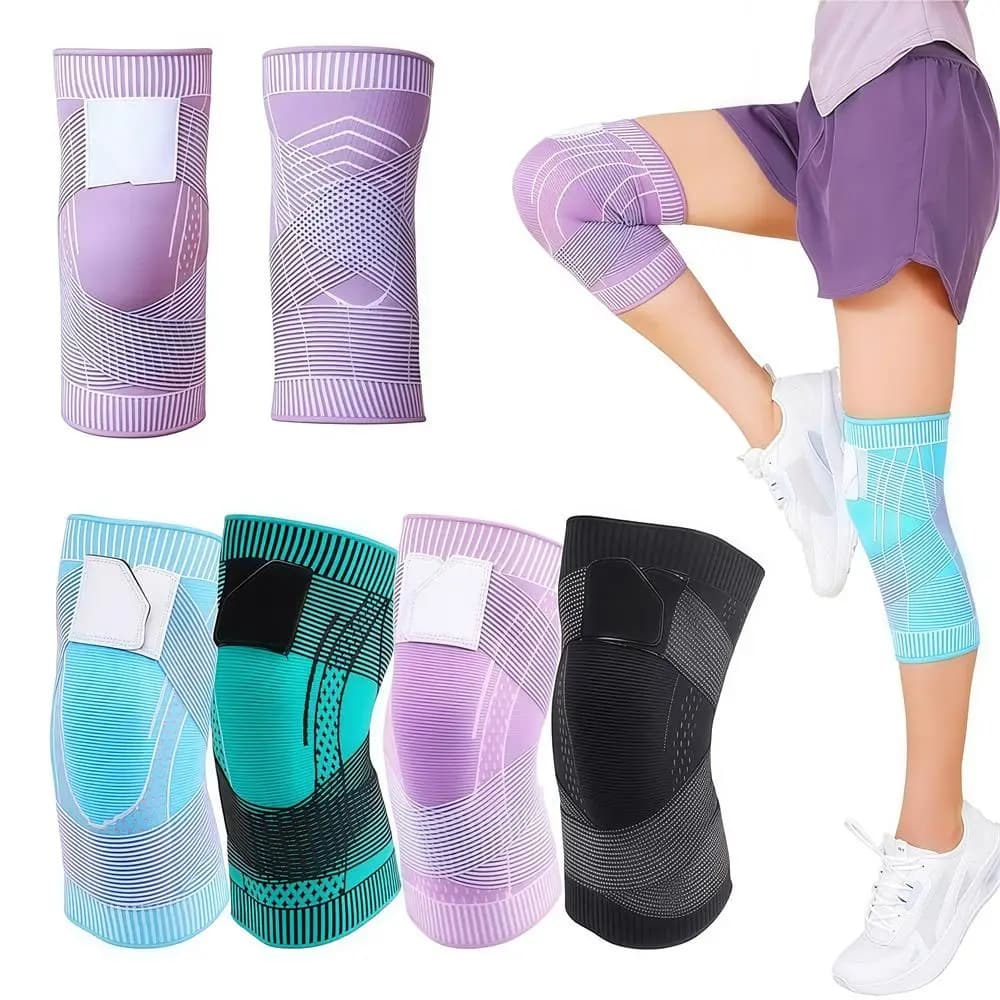 Maniche di compressione del ginocchio lavorate a maglia sportive supporto elastico per ginocchiera uomo donna Fitness basket pallavolo tutore protettore benda