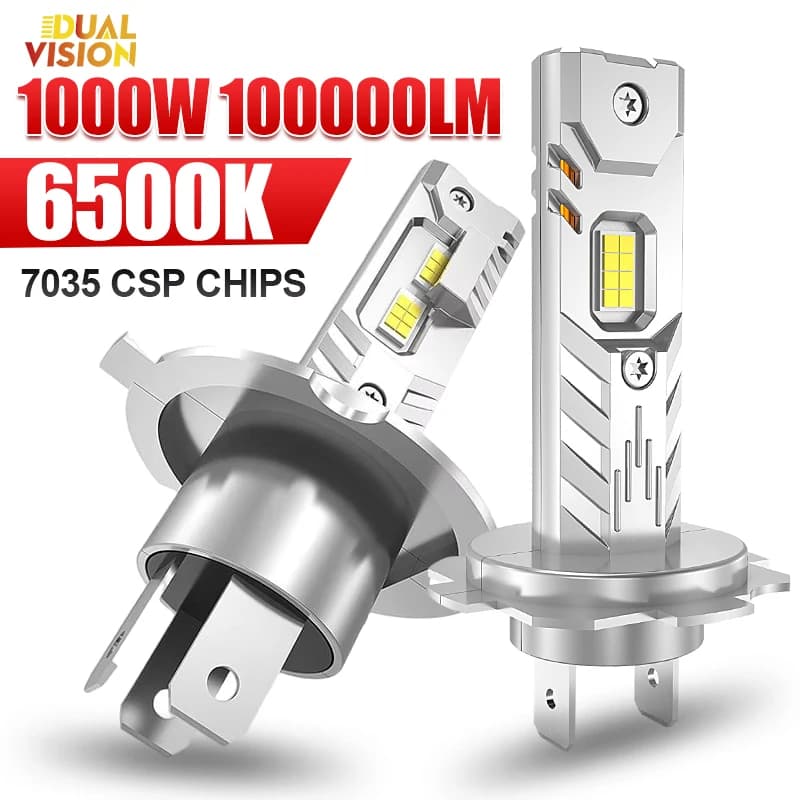 Lampada LED CANBUS 1000W H7 H4 H11 H1 9005 HB3 9006 HB4 H8 H9 per Fari Auto, 1.000.000LM 12V, Luce Bianca 6500K, 2 Pezzi