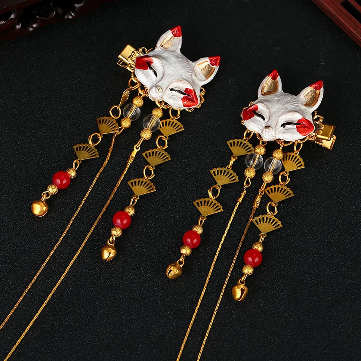 Pair for hair of Japanese fox anime for woman Kawaii nappa step shaker fork cosplay tips clothing accessories for girl