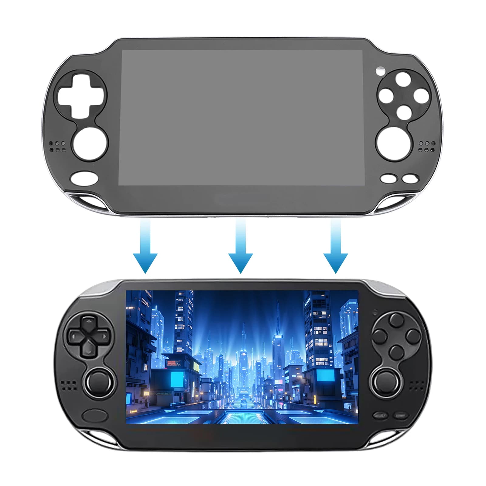 Schermo LCD da 5 pollici per console di gioco PS Vita PSV 1000, kit di sostituzione touch screen con telaio e accessori per display LCD