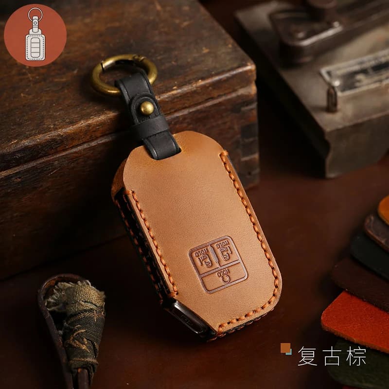 Portachiavi per auto in pelle di cavallo pazzo di lusso custodia protettiva per portachiavi a distanza per Kia Carnival 7 Button Fob Protector portachiavi