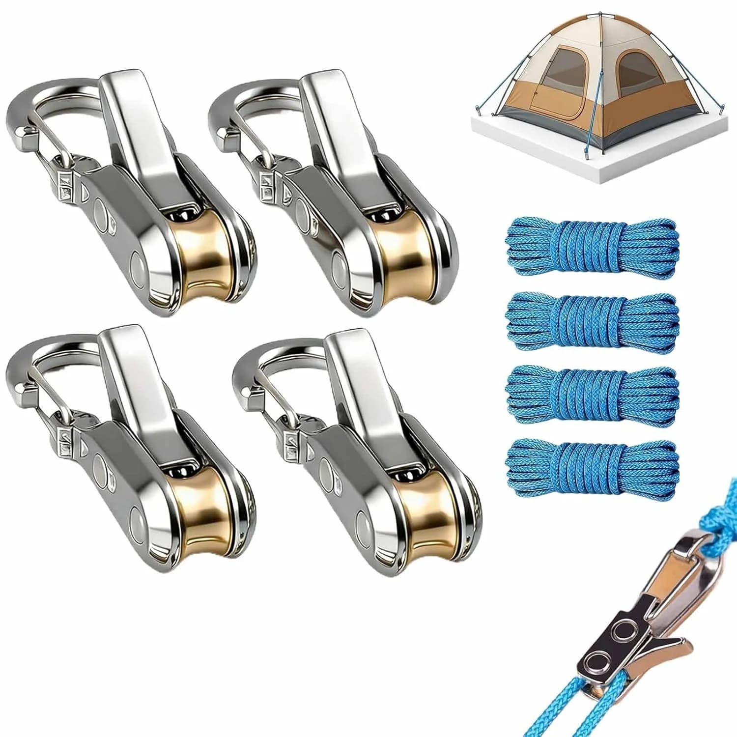 Rope Tying Tool Retractable Tie Down Rope with Roller Tensioner Heavy Duty Strap for Camping Boating Home Storage Outdoor Use