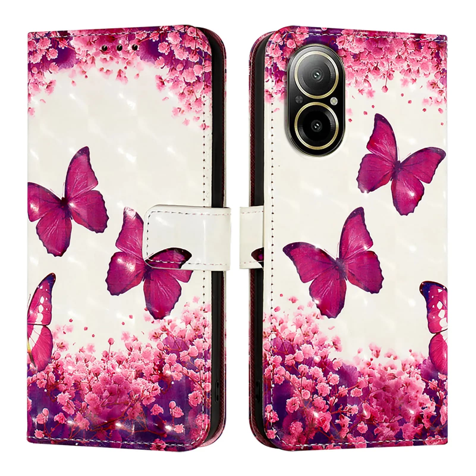 Custodia a portafoglio in pelle con chiusura a farfalla per Realme Serie C75 C71 C67 C65 C63 C61 C55 C53 C51 C33 C25