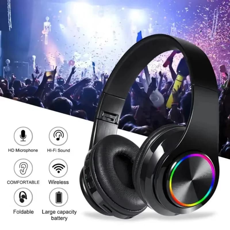 Auricolare Bluetooth Cuffie pieghevoli Auricolare stereo HiFi con supporto microfono Scheda SD FM per Xiaomi Iphone Sumsamg Regalo per telefono