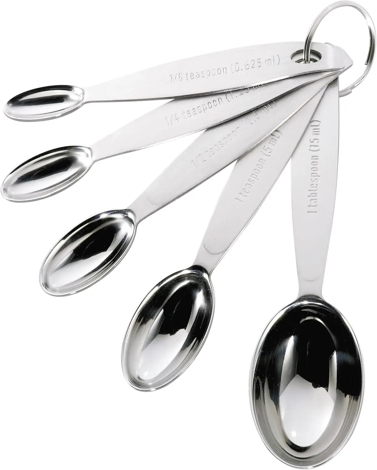 Set di cucchiai dosatori in acciaio inossidabile, forma ovale per barattoli di spezie, 5 pezzi