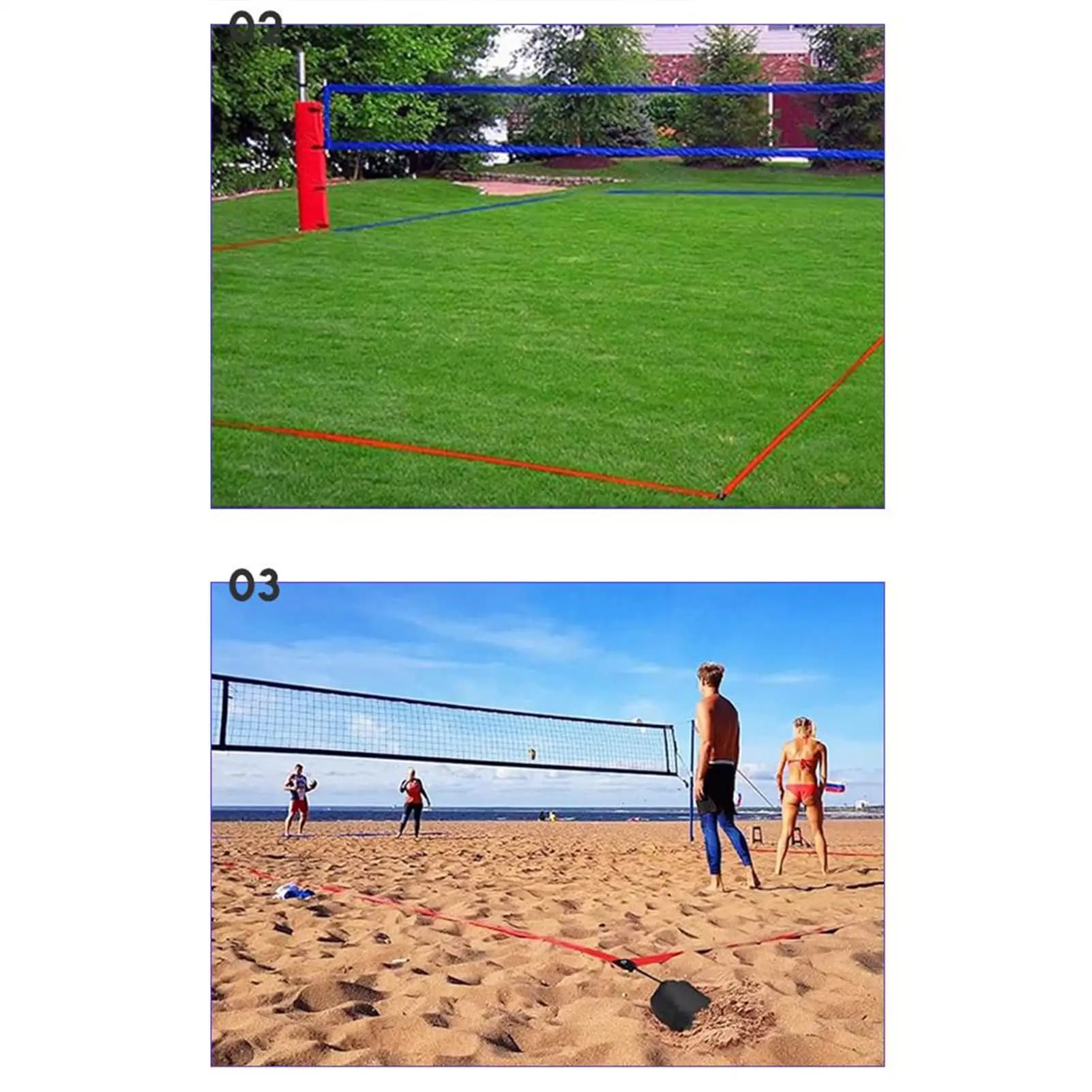Linee di confine di pallavolo Marcatura di pallavolo per prato Accessori sportivi pieghevoli per il parco Pratica a casa nel cortile all'aperto