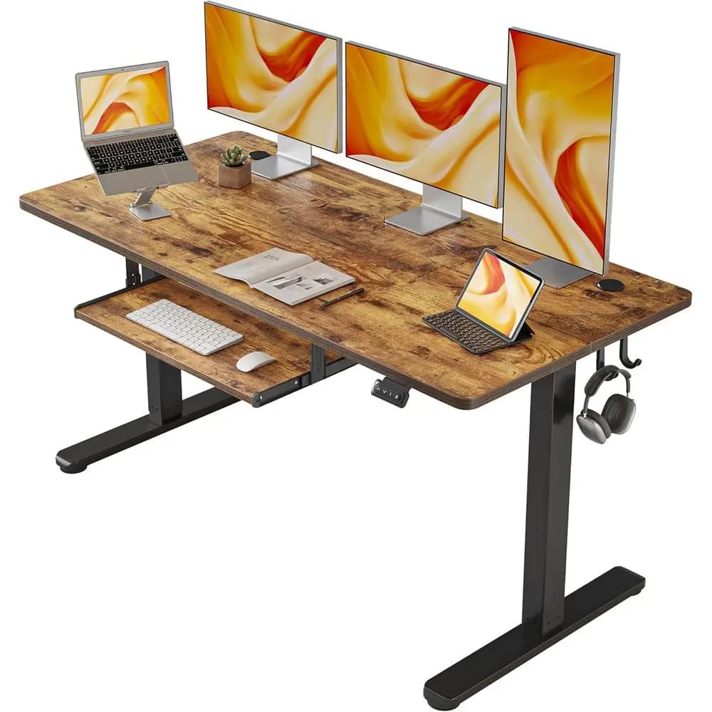 Scrivania regolabile in altezza con vassoio per tastiera, 60 x 24 pollici, scrivania sit-stand con preimpostazioni di memoria per casa o ufficio, ergonomica